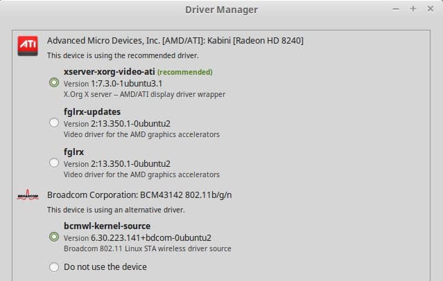 device driver manager debian xfce
